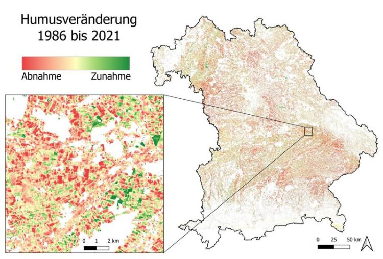 Satellitenbild zeigt Humusveränderungen und Überwachung der Bodenfruchtbarkeit